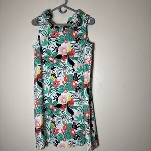 Crown & Ivy Floral Ruffle Neck Dress Medium Multicolor Resort Vacation